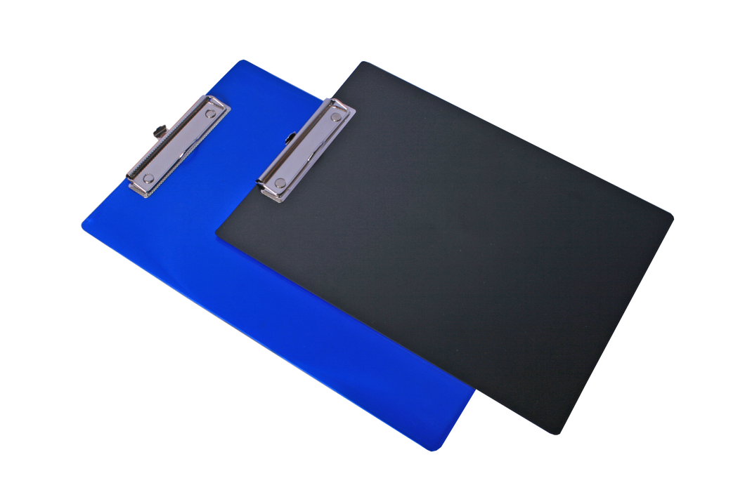 Long hard plastic clipboard blue black