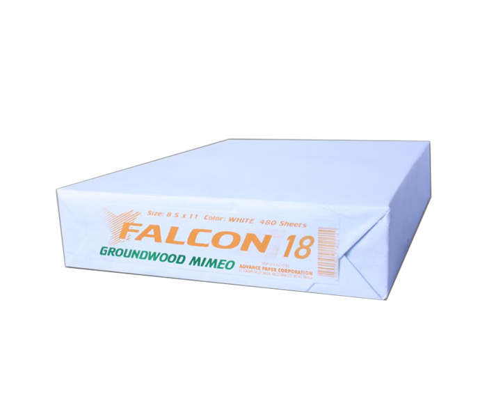 Falcon groundwood mimeo s18 63gsm white 480 sheets short 8.5
