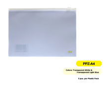 Load image into Gallery viewer, HBW zipbag size a4 ppz-a4 clear transparent white
